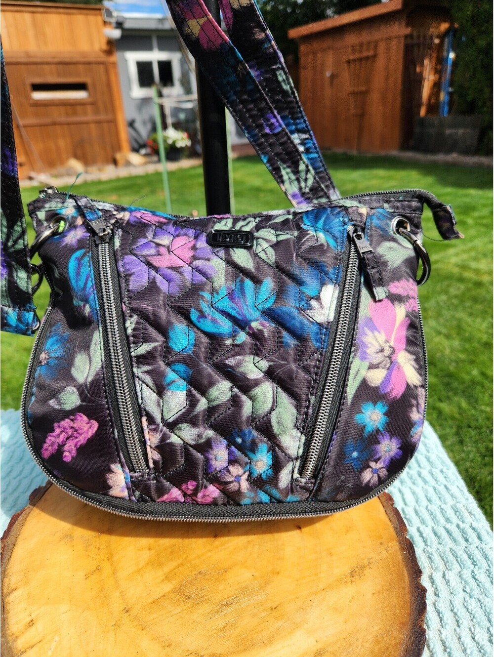 Lug Floral Quilted Crossbody Bag with Adjustable Strap